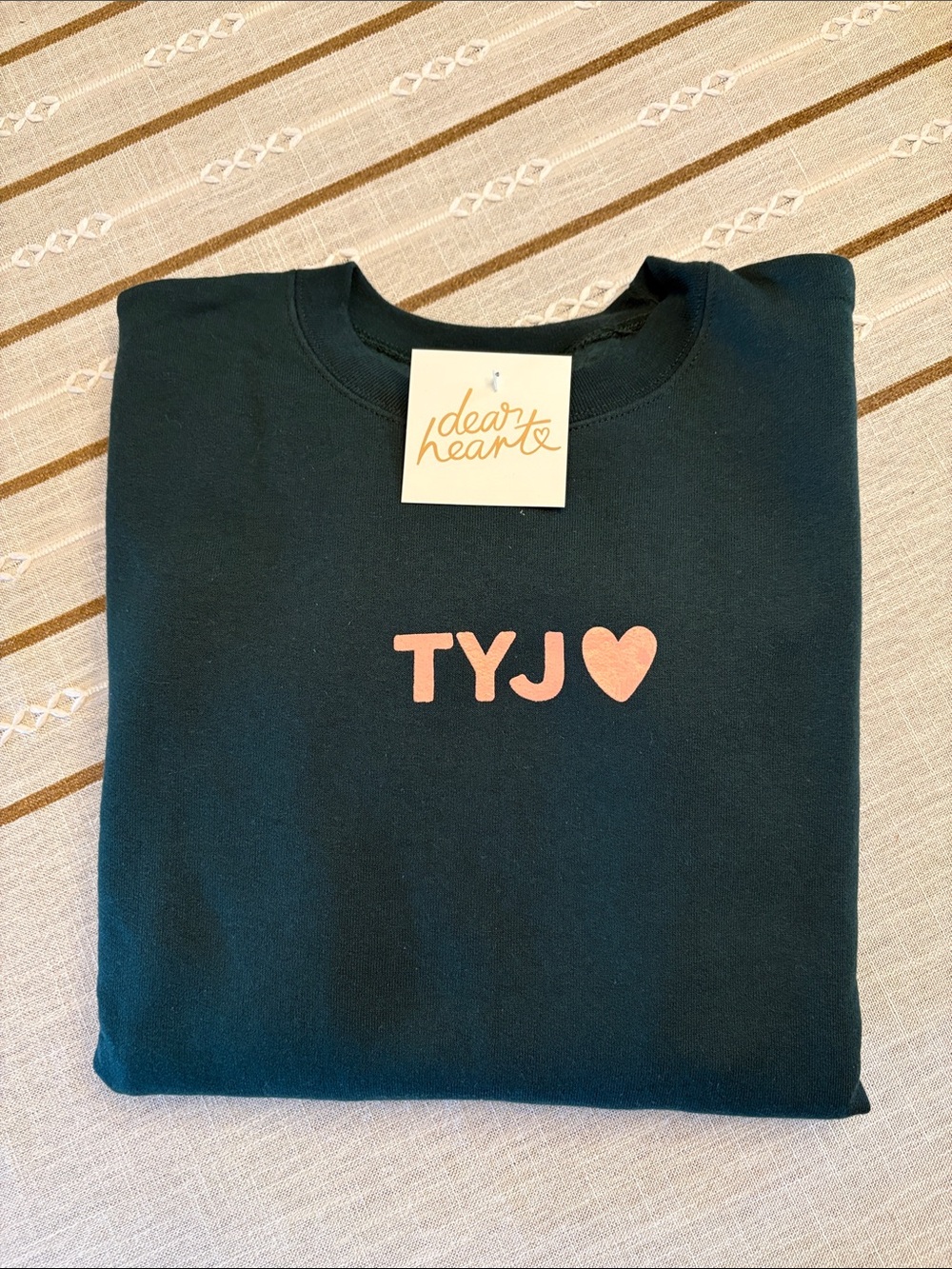 Dear Heart TYJ Sweatshirt with Pink Heart, Size Small